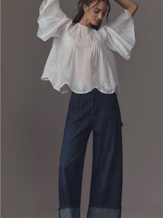 Pilcro Denim - Pilcro Navy Pinstripe Cropped Jeans